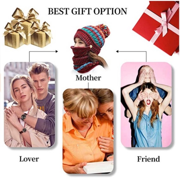 Women Winter Warm Red Hat with Face mask covering Beanie Knit Scarf Cover NEW OS - Picture 9 of 12